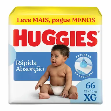 Fralda Huggies Rápida Absorção XG 66 unidades
