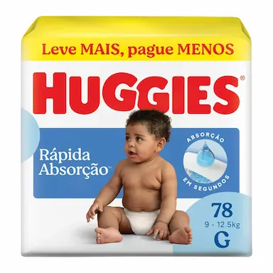 Fralda Huggies Rápida Absorção G 78 unidades