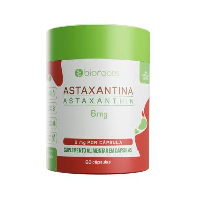 Suplemento Alimentar de Astaxantina 6mg Bioroots 60 Cápsulas