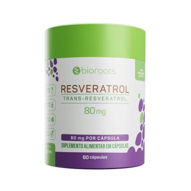 Suplemento Alimentar Resveratrol 80mg Bioroots 60 cápsulas