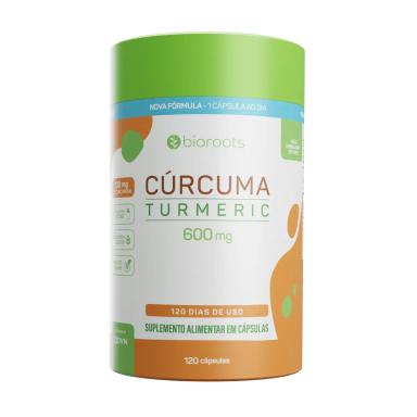 Suplemento Nutricional Cúrcuma Turmeric 600mg Bioroots 100% natural com 120 cápsulas