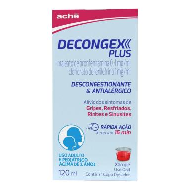 Decongex Plus Maleato de Bronfeniramina 2mg/5ml + Cloridrato Fenillefrina 5mg/5ml Xarope 120ml