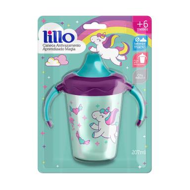 Caneca Infantil Antivazamento Lillo Aprendizado Magia Unicórnios