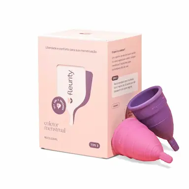 Coletor Menstrual Fleurity Tipo 2 Roxo e Rosa com 2 unidades