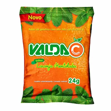 Pastilhas Valda C Balas de Gelatina Laranja Mentolada 24g