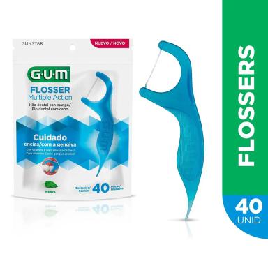 Fio Dental com Cabo G.U.M Flosser Multiple Action com 40 unidades