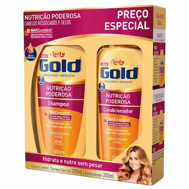 Kit Niely Gold Nutrição Poderosa Shampoo 300ml + Condicionador 200ml