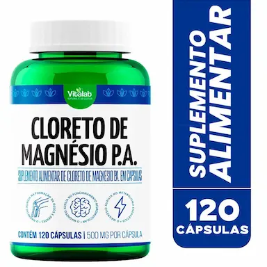 Cloreto de Magnésio P.A. Vitalab 500mg 120 cápsulas