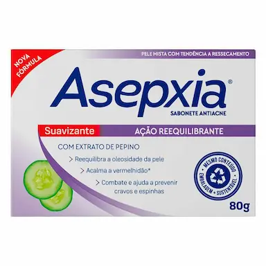 Sabonete Antiacne em Barra Asepxia Suavizante Ação Reequilibrante com 80g