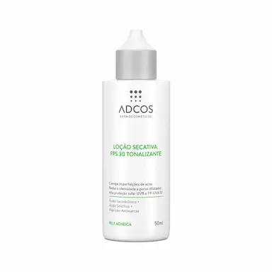 Loção Secativa Facial Adcos Tonalizante Acne Solutions FPS 30 com 50ml