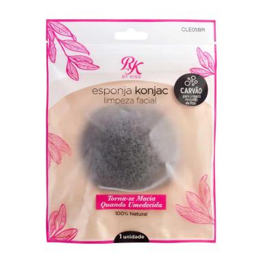 Esponja Konjac de Limpeza Facial RK By Kiss Carvão com 1 unidade