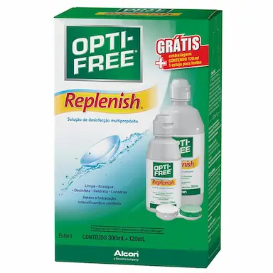 Kit Opti-Free Replenish 1 Solução Oftálmica 300ml + 1 Solução Oftálmica 120ml + 1 Estojo para Lentes de Contato
