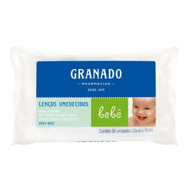 Lenço Umedecido Granado Bebê Erva-Doce Hipoalergênico Sem Álcool 50 unidades