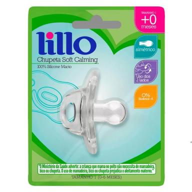 Chupeta de Silicone Lillo Soft Calming Tamanho 1 Transparente com 1 unidade