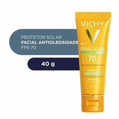 Protetor Solar Facial Vichy FPS 70 Idéal Soleil 40g