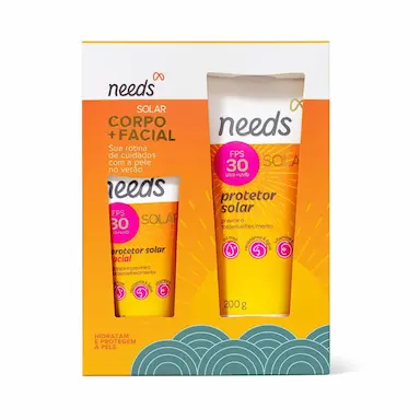 Kit Protetor Solar FPS 30 Needs Facial 60g + Corporal 200g