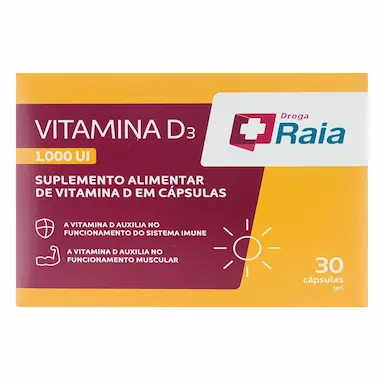 Vitamina D 1.000UI Raia 30 Cápsulas