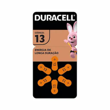 Pilha para Aparelho Auditivo 13 Duracell com 6 unidades