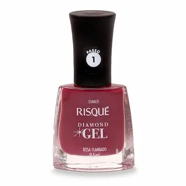 Esmalte Risqué Diamond Gel Rosa Flambado Hipoalergênico com 9,5ml