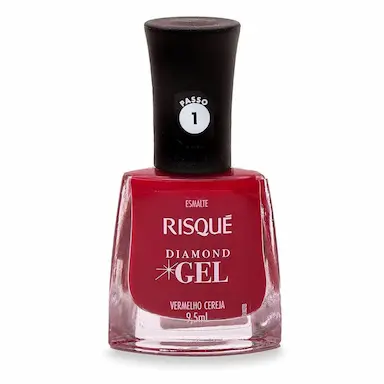 Esmalte Risqué Diamond Gel Vermelho Cereja Hipoalergênico com 9,5ml