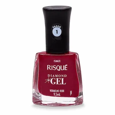 Esmalte Risqué Diamond Gel Vermelho Rubi Hipoalergênico com 9,5ml