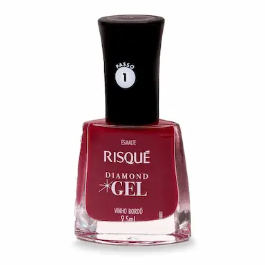 Esmalte Risqué Diamond Gel Vinho Bordô Hipoalergênico com 9,5ml