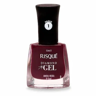 Esmalte Risqué Diamond Gel Amora Negra Hipoalergênico com 9,5ml