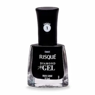 Esmalte Risqué Diamond Gel Preto Caviar Hipoalergênico com 9,5ml