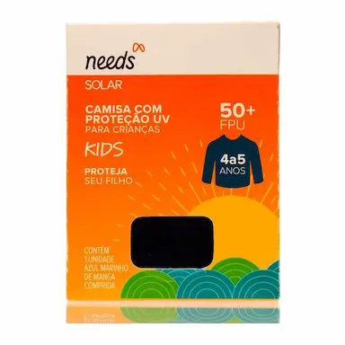 Camisa Infantil Proteção UV FPU 50+ Needs Solar 4 a 5 Anos Azul