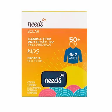 Camisa Infantil Proteção UV FPU 50+ Needs Solar 6 a 7 Anos Azul