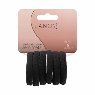 Elástico de Cabelo Lanossi Preto - 6 unidades