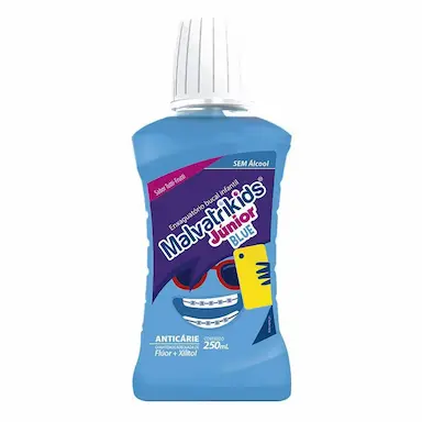 Enxaguante Antisséptico Bucal Malvatrikids Júnior Blue Zero Álcool com 250ml