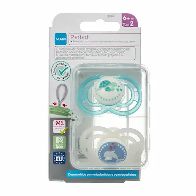 Kit Chupeta MAM Perfect Night Bichinhos Tamanho 2 - maiores de 6 meses Cores Sortidas 2 unidades
