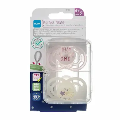 Kit Chupeta MAM Perfect Night Girls Tamanho 2 - maiores de 6 meses Cores Sortidas com 2 unidades