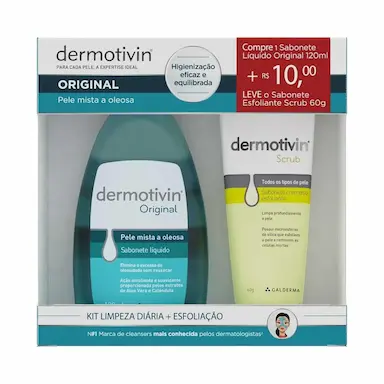 Kit Dermotivin Sabonete Líquido Original 120ml + Sabonete Cremoso Esfoliante Scrub 60g