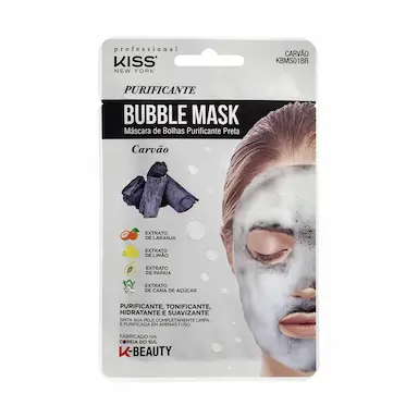 Máscara Facial de Bolhas Preta Kiss NY Carvão Purificante com 1 unidade