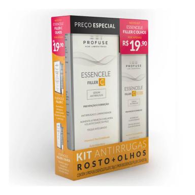 Kit Facial Antirrugas Sérum Profuse Essencele Filler C Rosto 30g + Olhos 15g