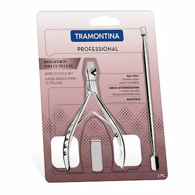 Kit para Cutículas Tramontina em Aço Inox com Alicate + Empurrador