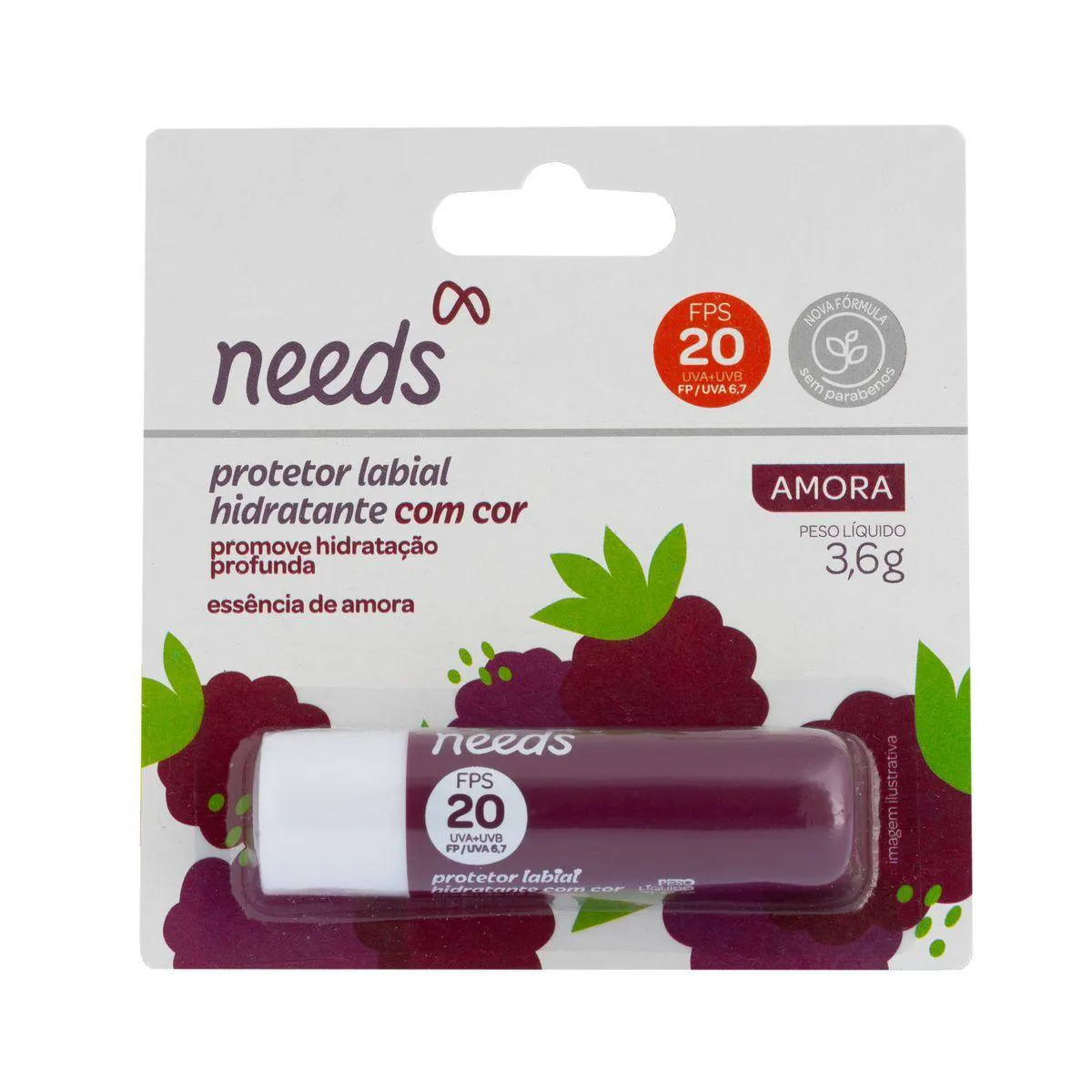 Protetor Labial Hidratante FPS 20 Needs Amora 3,6g