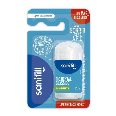 Fio Dental Sanifill Clássico Leve Mais Pague Menos com 125 metros
