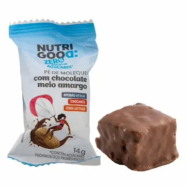 Pé de Moleque com Chocolate Meio Amargo Nutrigood Zero Açúcar 14g