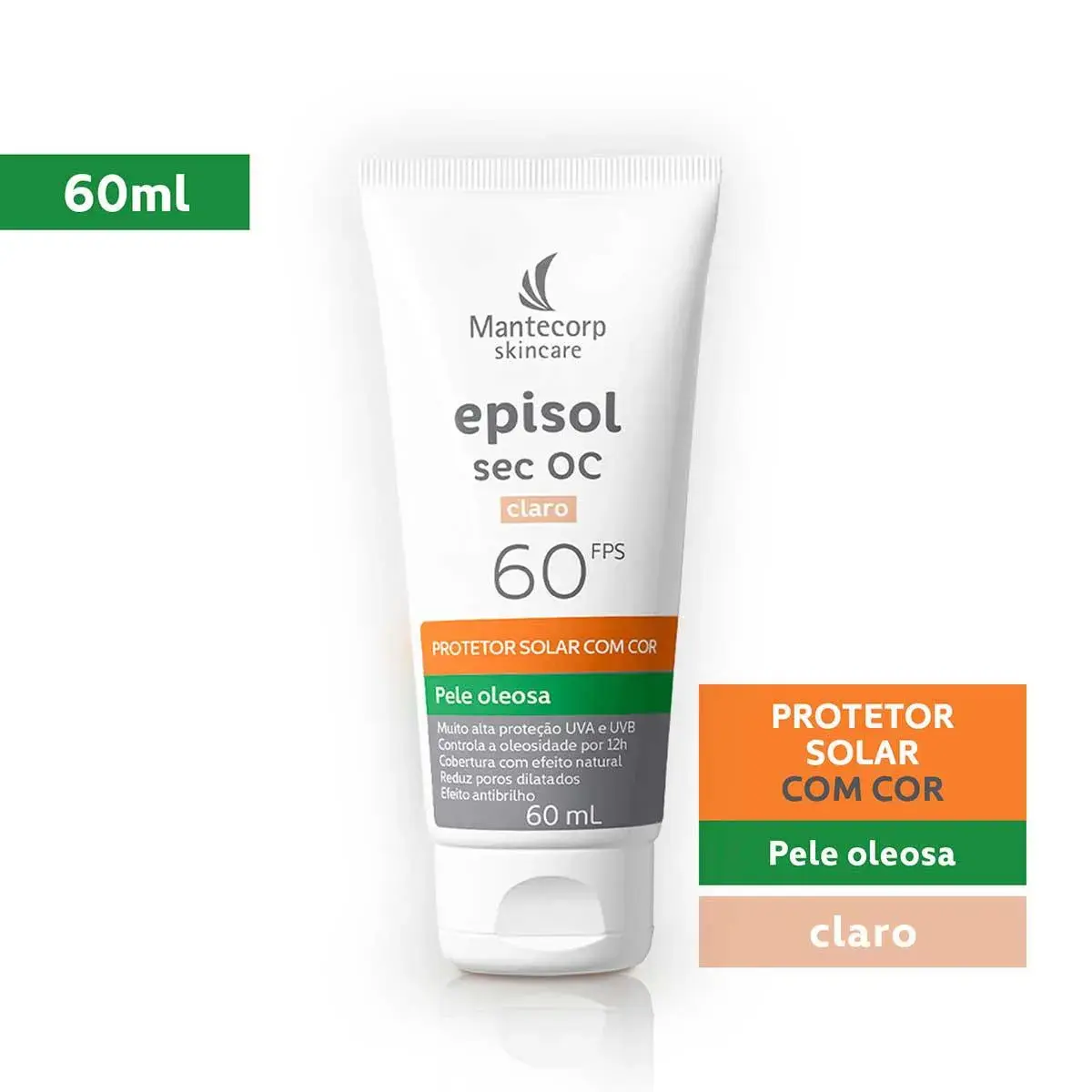 Protetor Solar Facial Episol Sec OC FPS60 Claro 60ml