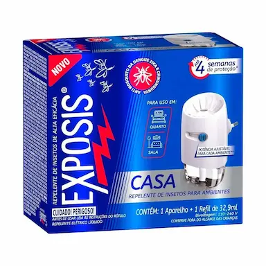 Repelente Elétrico Líquido Exposis Casa Aparelho + Refil 32,9ml