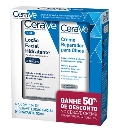 Kit Cerave Loção Facial Hidratante 52ml + Creme Reparador para Olhos 15ml