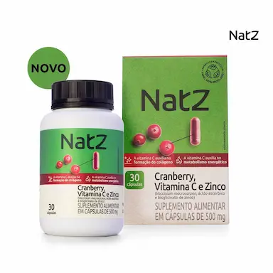 Cranberry + Vitamina C e Zinco Natz 30 Cápsulas