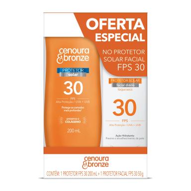 Kit Protetor Solar Cenoura & Bronze Facial FPS 30 50g + Corporal FPS 30 200ml