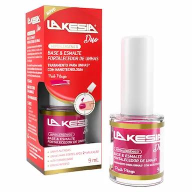 Fortalecedor de Unhas Lakesia Duo Base e Esmalte Cor Pink Pitaya 9ml