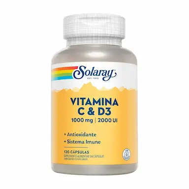 Vitamina C 1000mg + Vitamina D3 2000UI Solaray 120 cápsulas