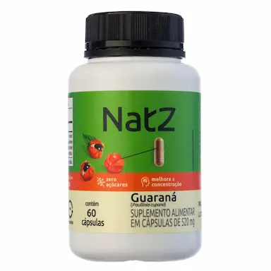 Guaraná 520mg Natz 60 Cápsulas