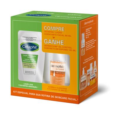Kit Loção Hidratante Facial Cetaphil 88ml + Sabonete em Espuma Dermotivin Oil Control 130ml